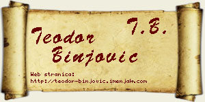 Teodor Binjović vizit kartica